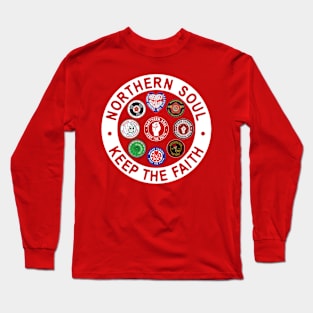 Northern Soul Keep The Faith 45 adaptor and patches Long Sleeve T-Shirt